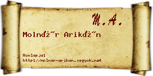 Molnár Arikán névjegykártya